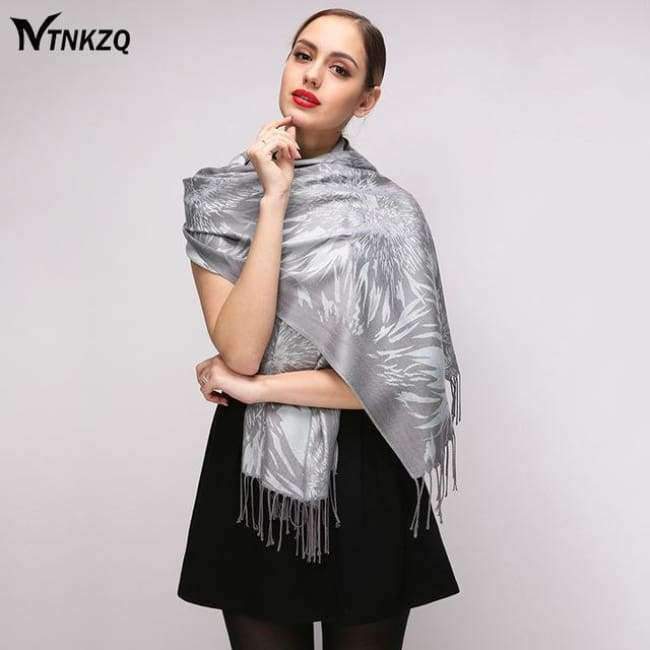 Planet Gates Silver / 180x70cm Winter Scarf Women Silver pashmina Jacquard Wraps shawl Echarpes Femme Long scarves pashmina cachecol feminino inverno