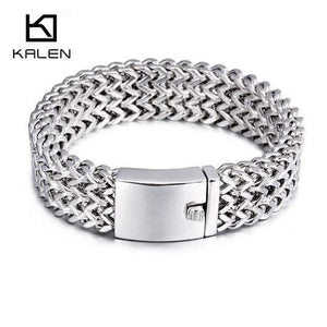 Planet Gates Silver 18mm / 19cm Stainless Steel Link Chain Bracelets High Polished Dubai Gold Mesh Bracelets For Men Cool Jewelry Accessories Gifts