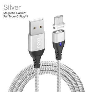 Planet Gates Silver 1m For Type C / 1m PZOZ 5A Magnetic Cable Micro usb Type C Super Fast Charging Phone Microusb Type-C Magnet Charger usb c For iphone huawei xiaomi