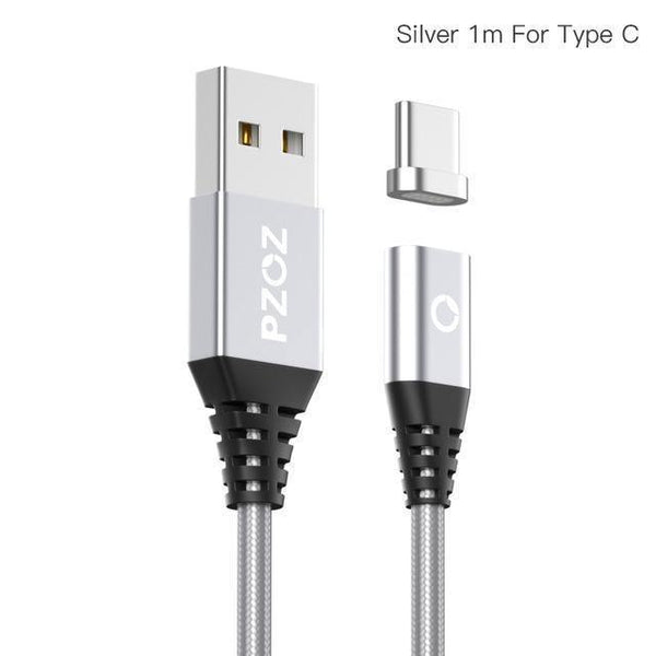 Planet Gates Silver 1m For Type C PZOZ Shop club exclusive Magnetic Cable Type C Micro USB C 8pin Fast Charging Adapter Phone Microusb Type-C Magnet Charger