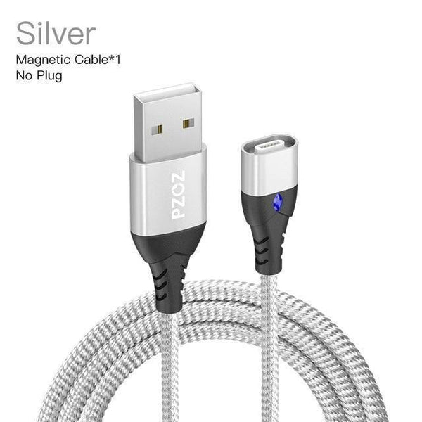 Planet Gates Silver 1m No Plug / 1m PZOZ 5A Magnetic Cable Micro usb Type C Super Fast Charging Phone Microusb Type-C Magnet Charger usb c For iphone huawei xiaomi
