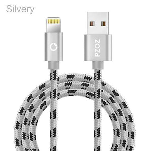 Planet Gates Silver / 1m PZOZ Lightning Cable USB cable Fast Charger MFI Cables For i6 iphone X 8 7 6 6s Plus iphone 5s 5se ipad air Mobile phone Cabel