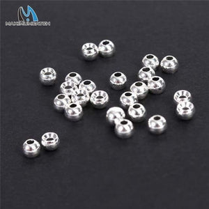 Planet Gates Silver / 2.0mm 25pcs/lot 2.0-3.8mm Fly Tying Tungsten Beads Round Nymph Head Ball Fly Tying Material 18 Different Colors