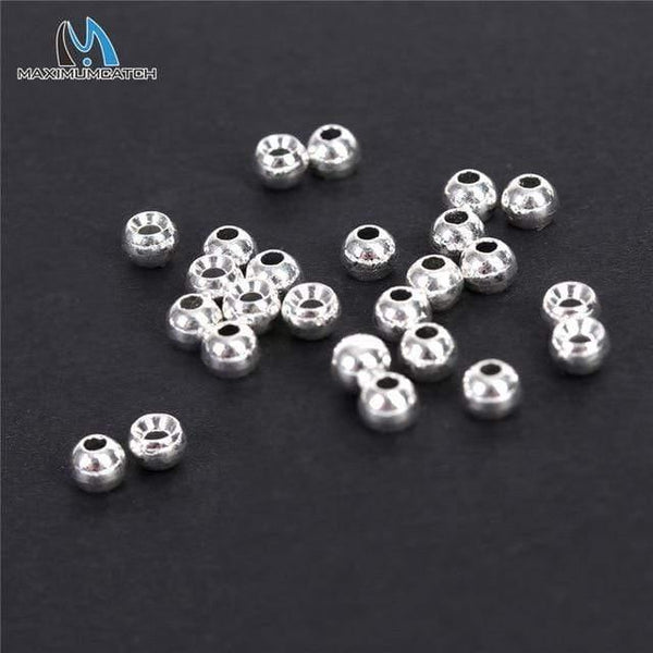 Planet Gates Silver / 2.0mm 25pcs/lot 2.0-3.8mm Fly Tying Tungsten Beads Round Nymph Head Ball Fly Tying Material 18 Different Colors