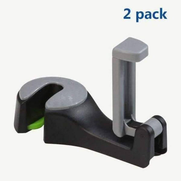 Planet Gates Silver 2 Pack Car Headrest Hooks Universal Vehicle Back Seat Hanger Hook with Phone Holder for Bag Purse Cloth Grocery 2 in 1