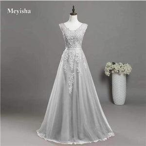 Planet Gates Silver / 2 V Neck Lace Beaded Navy Royal Blue Burgundy Black Red Silver Bridesmaid Dresses Formal Party Gowns Dress Plus Size