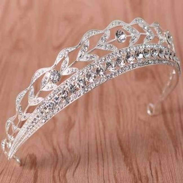 Silver Crystal Bride Tiara Crown Fashion Pearl Queen Wedding Crown Headpiece Wedding Hair Jewelry Accessories Wholesale - Silver 2 / White