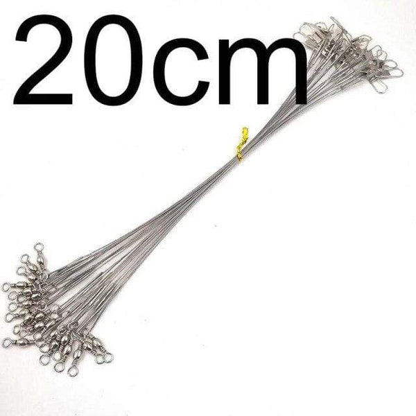 Planet Gates silver 20cm 20 pcs Anti Bite Steel Fishing Line Steel Wire Leader With Swivel Fishing Accessory Lead Core Leash Fishing Wire 15CM to 25CM