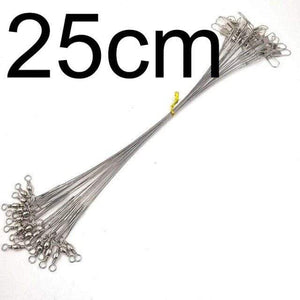 Planet Gates silver 25cm 20 pcs Anti Bite Steel Fishing Line Steel Wire Leader With Swivel Fishing Accessory Lead Core Leash Fishing Wire 15CM to 25CM