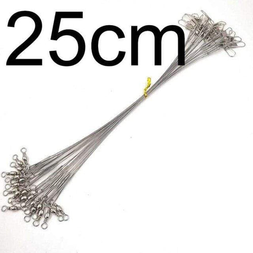 Planet Gates silver 25cm 20 pcs Anti Bite Steel Fishing Line Steel Wire Leader With Swivel Fishing Accessory Lead Core Leash Fishing Wire 15CM to 25CM