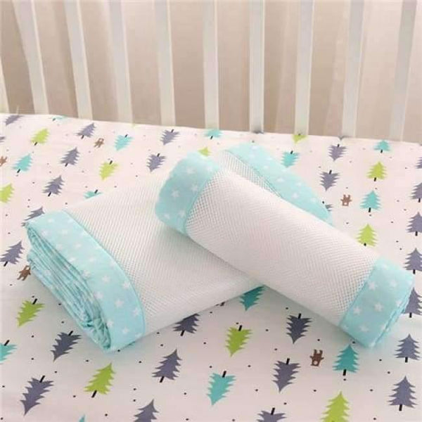 Planet Gates Silver 2Pcs/Set Breathable Summer Baby Bedding Bumper Collision Half Around Baby Crib Bumpers Bedding Cotton Printing Mesh Safety Rails