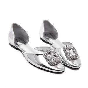 Planet Gates Silver / 35 HTUUA 2018 New Arrival Women Flats Spring Summer Silk Crystal Fashion Ballerina Ballet Flat Shoes Slip On Work Shoes SX1043