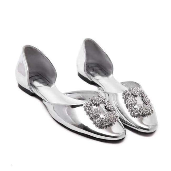 Planet Gates Silver / 35 HTUUA 2018 New Arrival Women Flats Spring Summer Silk Crystal Fashion Ballerina Ballet Flat Shoes Slip On Work Shoes SX1043