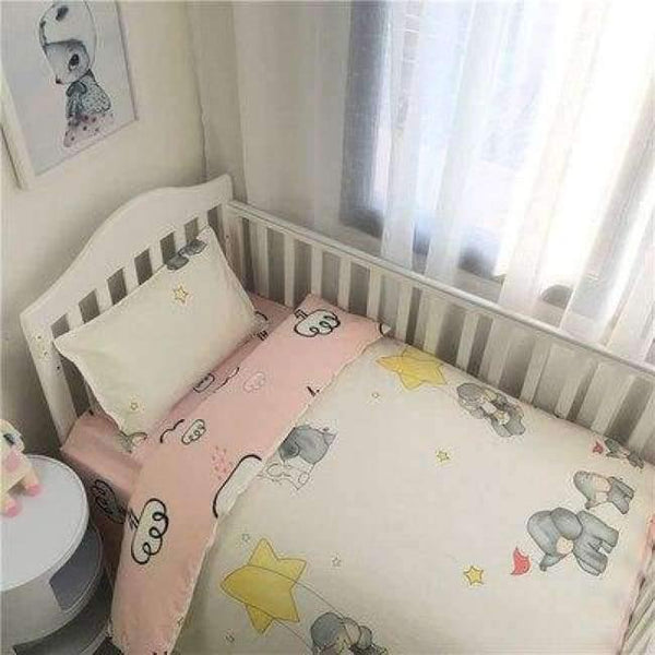 Planet Gates Silver 3PCS Newborn Baby Bed sheets Crib Quilt Cover infant Baby Cot Bedding 100% cotton,(Duvet Cover+Sheet+Pillowcase)
