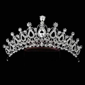 Planet Gates SILVER 4 / White Silver Crystal Bride Tiara Crown Fashion Pearl Queen Wedding Crown Headpiece Wedding Hair Jewelry Accessories Wholesale