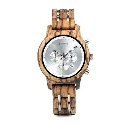 Planet Gates silver 40mm Wooden Watches for Lovers Wood and Steel Combined Design with Stop Watch Three Colors Option