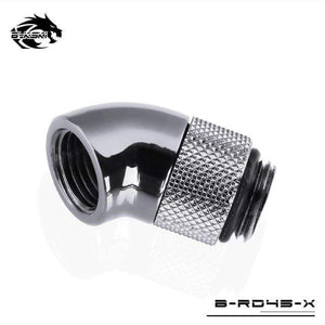 Planet Gates Silver 45 Diamond B-RD90-X/B-RD45-X 45/90 Degree Female-Male Rotate Fitting Rotatable Elbow For PC Water Cooling G1/4