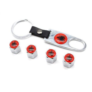 Planet Gates Silver 4Pcs Zinc Alloy Albania flag Car Wheel Tire Valve Caps Air Cover+1Pcs Leather Buckle Wrench Car Styling Accessories