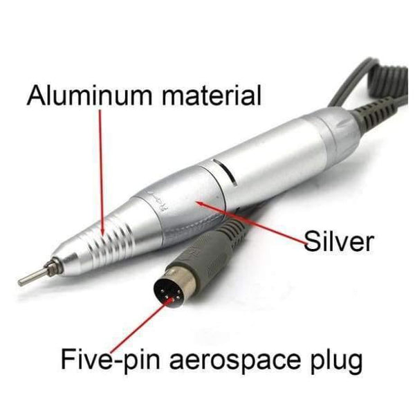 Planet Gates Silver-5-A Nail Drill Handle Handpiece For Electric Nail Art Manicure + Pedicure Drill Machine Accessory Tool DC 3V-DC 18V 1A