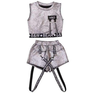 Planet Gates silver / 5 Hip Hop Clothing Girl Summer New Arrival Kids Street Dance Clothes Sets Teenage Girls Jazz Dance Clothing Set
