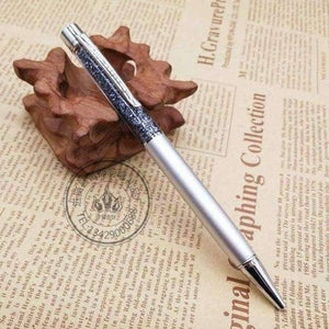 Planet Gates Silver 5pcs Metal Copper Ballpoint Pen Luxury Brass Gold Foil Drill Ball Pen Sliver Penalty Office School Pencil Writing Supplies 1.0mm