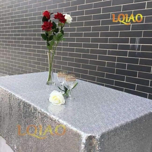 Planet Gates Silver / 60x102in-150x255cm Sparkly Pink Gold/Silver 120x200cm Sequin Glamorous Tablecloth/Fabric For Wedding Party Table Decorations Sequin Table Cloth