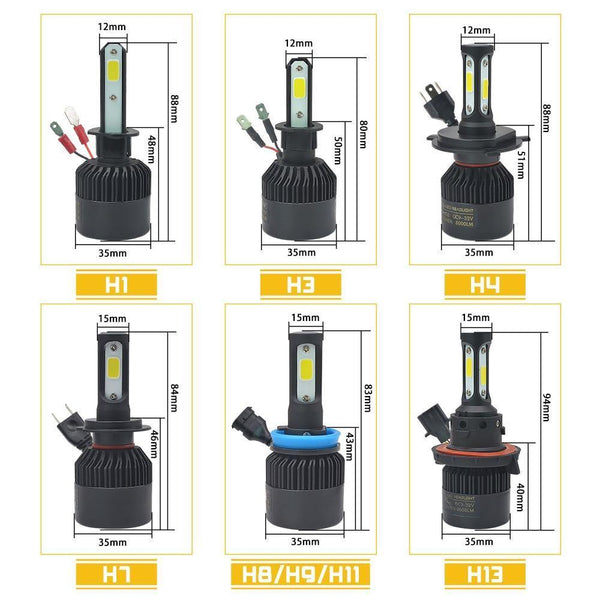 Planet Gates Silver / 881 889 880 H27 2Pcs H7 LED H4 H11 H1 Car Headlight Bulbs H3 H8 HB4 HB3 9006 9005 H27 881 Led Fog Light 72W 8000LM 6500K White car accessories