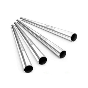 Planet Gates Silver 8Pcs Wide Straw Stainless Steel Smoothie Straws Reusable Straight Bent Metal Drinking Straw for Bar Party with Cleaning Brush