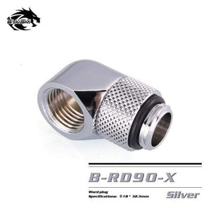 Planet Gates Silver 90 Diamond B-RD90-X/B-RD45-X 45/90 Degree Female-Male Rotate Fitting Rotatable Elbow For PC Water Cooling G1/4