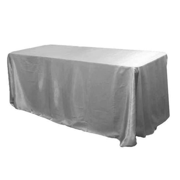 Planet Gates Silver / 90 x 132 inch 90 x 132 inch Rectangular Satin Tablecloth White/Black Tablecloths Table Cover for Wedding Party Restaurant Banquet Decorations