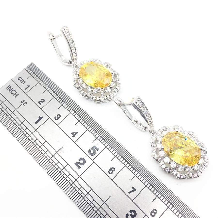 Planet Gates Silver 925 Bridal Jewelry Women Yellow Stones White Zircon Earrings Free shipping