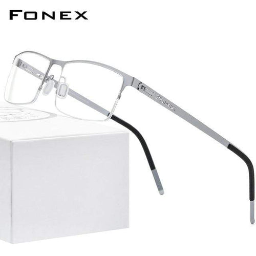 Planet Gates Silver Alloy Glasses Frame Men Square Myopia Prescription Optical Eyeglasses 2020 New Metal Half Korean Screwless Eyewear 992