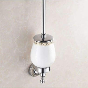 Planet Gates Silver Antique Solid Brass Toilet Brush Holder Ti Pvd Carved European Bathroom Accessories Wall Mounted Bathroom Products