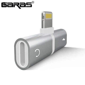 Planet Gates Silver Audio Adapter For iPhone 7 8Plus X Charging/Audio 2 in 1 Charger Cable Adapter For Lightning Jack to Earphone AUX Cable