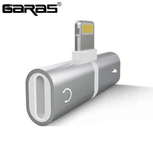 Planet Gates Silver Audio Adapter For iPhone 7 8Plus X Charging/Audio 2 in 1 Charger Cable Adapter For Lightning Jack to Earphone AUX Cable