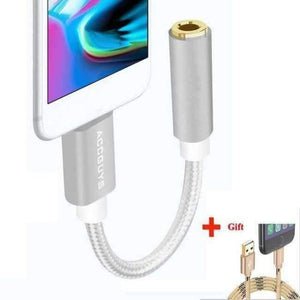 Planet Gates silver Aux Audio Extension Cable 3.5mm Female Earphone Jack Adapter Headphone Converter for iPhone 7 8 Plus XS w USB Cable Gift