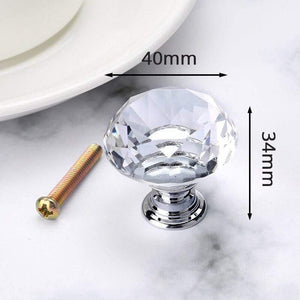 40mm Diamond Shape Crystal Glass Knobs Cupboard Pulls Drawer Knobs Kitchen Cabinet Handles Furniture Handle Hardware