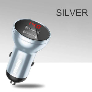 Baseus 24W Dual USB Car Charger for iPhone 11 Samsung S9 Mobile Phone Charger for Huawei Xiaomi Car Phone Charger & LED Display
