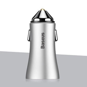 Baseus Dual USB Car Charger For iPhone XS Samsung Mobile Phone Charger Car Cigar Lighter Tablet GPS Travel Adapter Phone Charger - Planet Gates