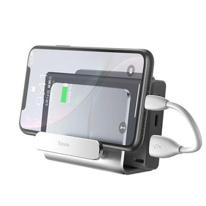Planet Gates Silver Baseus Metal Wall Mount Holder for iPhone Power bank Strong Adhesive Mobile Phone Holder Stand for Samsung Huawei Charger Socket