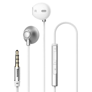 Planet Gates Silver Baseus Wired Earphone In Ear Headset With Mic Stereo Bass Sound 3.5mm Jack Earphone Earbuds Earpiece For iPhone Samsung Xiaomi