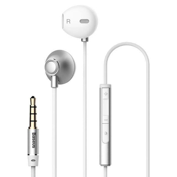 Planet Gates Silver Baseus Wired Earphone In Ear Headset With Mic Stereo Bass Sound 3.5mm Jack Earphone Earbuds Earpiece For iPhone Samsung Xiaomi