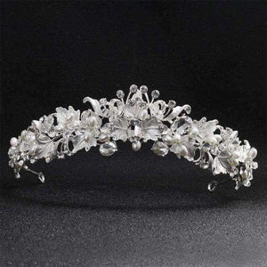 Planet Gates Silver Beautiful Flower Rhinestone Alloy Tiaras and Crowns Wedding Hair Accessories Bridal Headpiece for Women