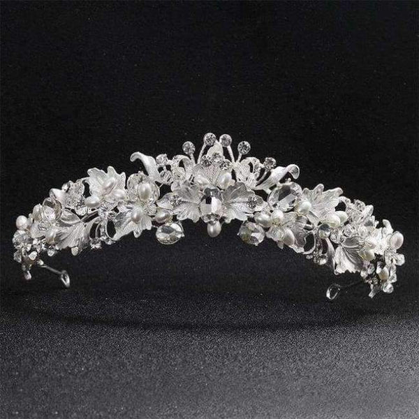 Planet Gates Silver Beautiful Flower Rhinestone Alloy Tiaras and Crowns Wedding Hair Accessories Bridal Headpiece for Women
