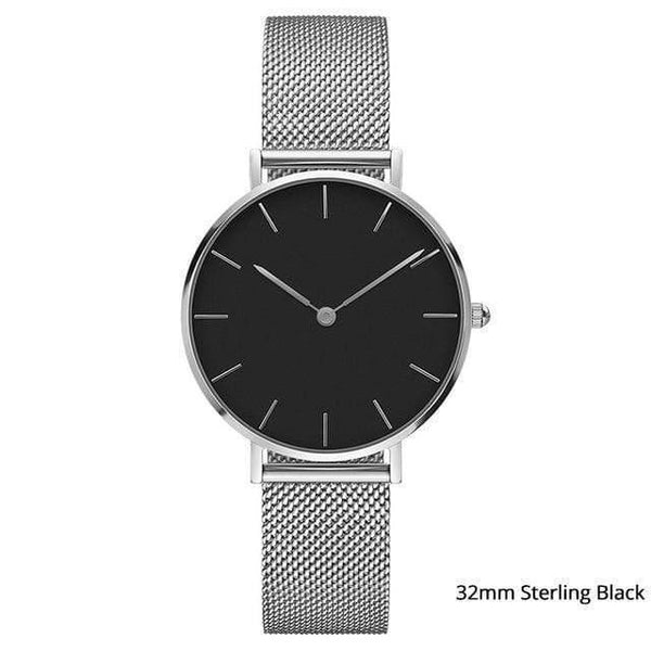 Planet Gates Silver black Fashion Wristwatches Women Milan Stainless Steel Band Lady Quartz Watches Clock Relogio Feminino