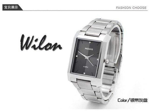 Planet Gates silver black man / China Wristwatches 100% Original genuine Wilon square quartz watch men's watch fashion women form diamond business lover watch