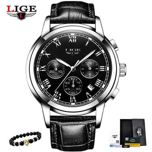 Planet Gates silver black Men's Watches Military Luxury Brand Watch Mens Quartz Stainless Steel Clock Fashion Chronograph Watch Man Relogio Masculino