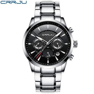 Planet Gates silver black Men Watch 30m Waterproof Mens Watches Top Brand Luxury Steel Watch Chronograph Male Clock Saat relojes hombre