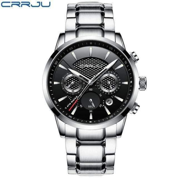 Planet Gates silver black Men Watch 30m Waterproof Mens Watches Top Brand Luxury Steel Watch Chronograph Male Clock Saat relojes hombre