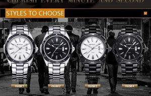 Planet Gates silver black Mens Watches Top Luxury Brand  Men Full Steel Watches Quartz Watch Analog Waterproof Sports Army Military WristWatch